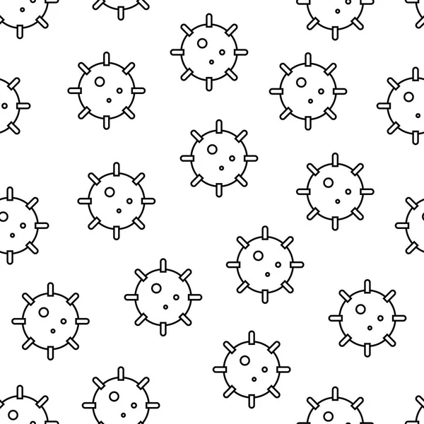 Seamless Coronavirus Vector Pattern Sign Sars Cov Novel Coronavirus Black — Stock Vector