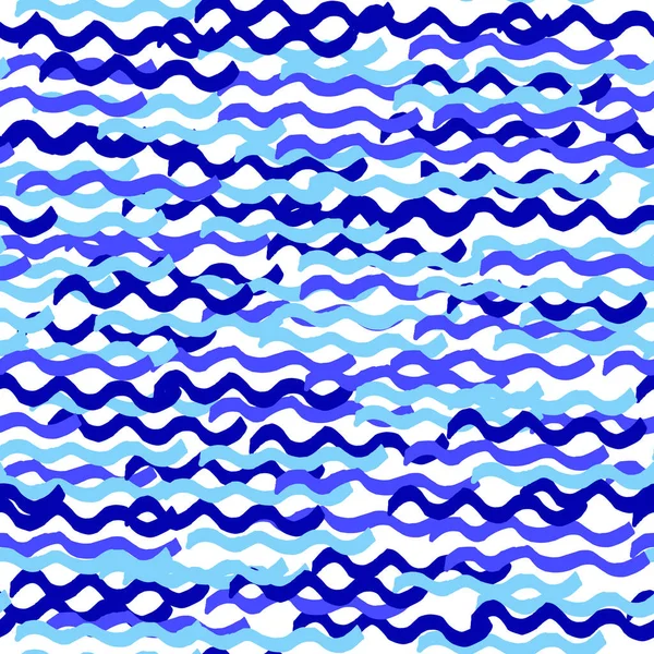 Nahtlose Vektor Meeresmuster Blaue Pinselstriche Von Farbwellen Isoliert Auf Weißem — Stockvektor