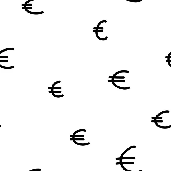 Fekete Fehér Zökkenőmentes Minta Euro Szimbólummal Vector Stock Háttér Tapéta — Stock Vector