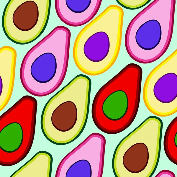 Baskı Organik Vejetaryen Için Avokado Yarımları Olan Kusursuz Pop Art — Stok Vektör