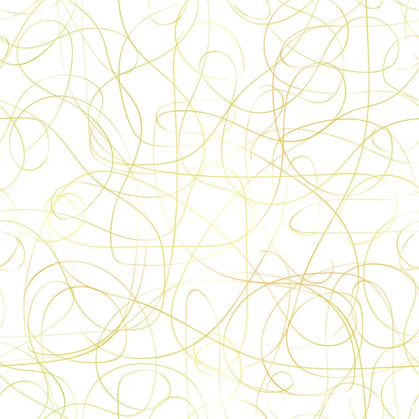 Безшовний Безладний Золотий Візерунок Золота Лінія Градієнтними Вигинами Завитками Ізольована — стоковий вектор