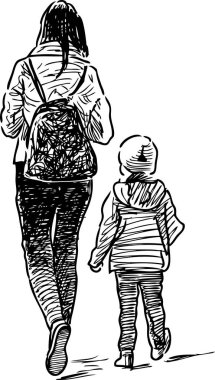 Kroki bir onunla genç anne çocuk