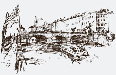 Avrupa şehri bir köprü taslağını