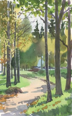 Sonbahar ormanındaki patika.