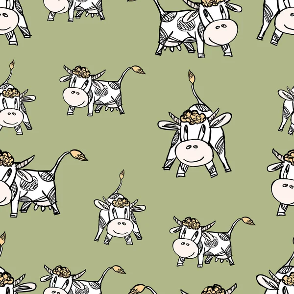 As vacas pastando engraçadas — Vetor de Stock
