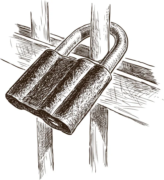 Le cadenas sur la clôture — Image vectorielle