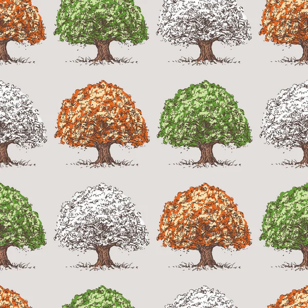 Motif des arbres à différents moments des années — Image vectorielle