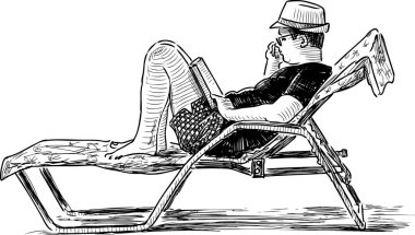 A person reads a book on the beach clipart