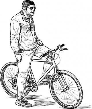 A city dweller with his bicycle clipart