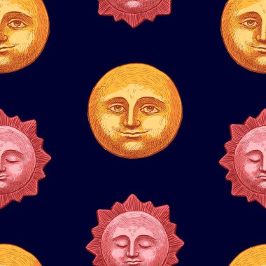 Ay ve güneş, gece desen
