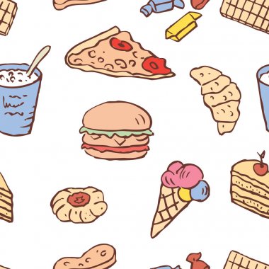 Çeşitli fast food sorunsuz arka plan