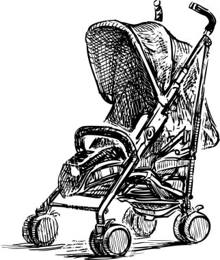Gezintiler için bebek arabası çizimi.