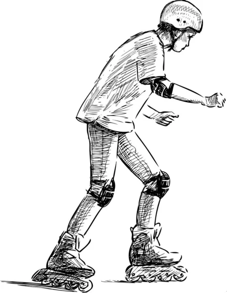 Σκίτσο Έφηβου Αγοριού Που Καβαλάει Πατίνια — Διανυσματικό Αρχείο