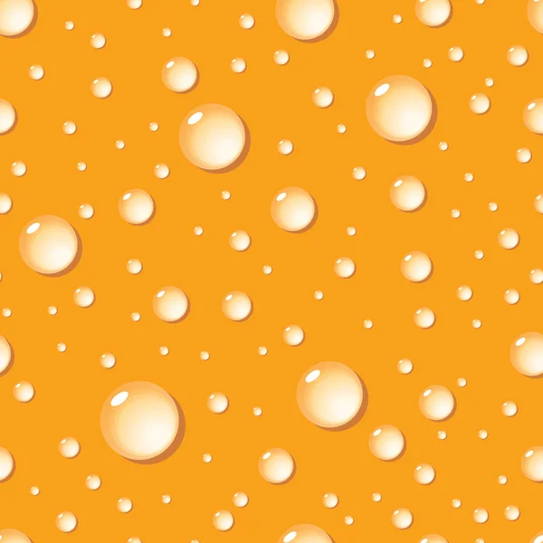 Nahtloses Muster Von Wassertropfen Auf Gelber Oberfläche — Stockvektor