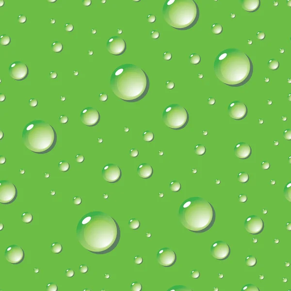 Бесшовный Рисунок Капель Воды Зеленой Поверхности — стоковый вектор