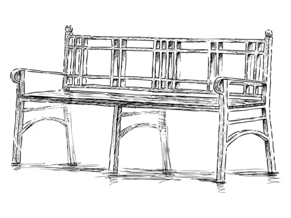 都市公園の古いベンチのスケッチ — ストックベクタ