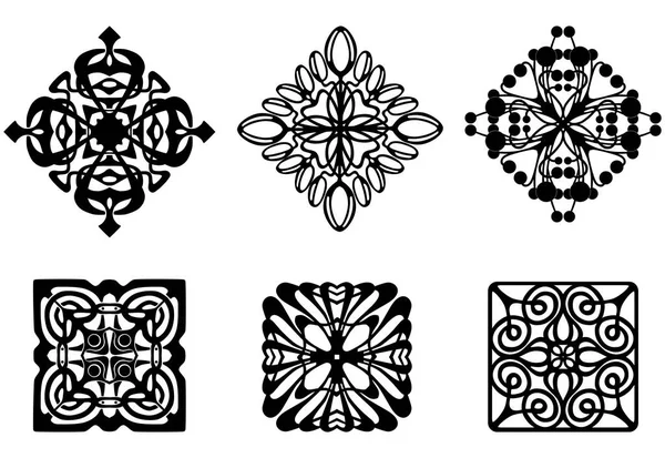 Gambar Vektor Dari Berbagai Elemen Desain Ornamental Siluet - Stok Vektor