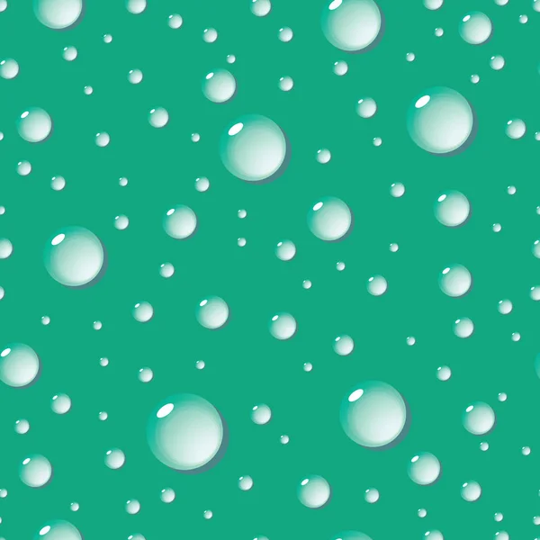 Nahtloser Hintergrund Von Wassertropfen Auf Grüner Oberfläche — Stockvektor