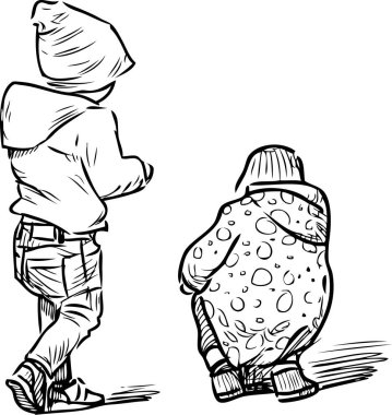 Çocuk parkında yürüyen çocukların çizimi