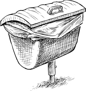 Plajda duran çöp konteynırının çizimi 