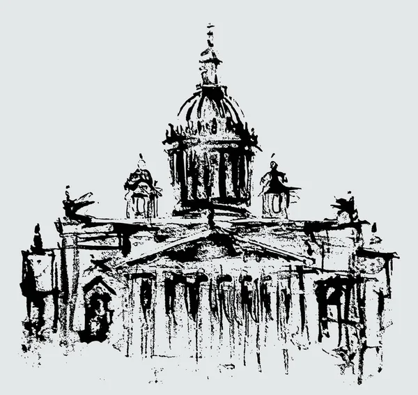 Bosquejo Silueta Catedral Isaac San Petersburgo Rusia — Vector de stock