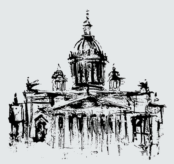 Зарисовка Исаакиевского собора в Санкт-Петербурге, Россия
