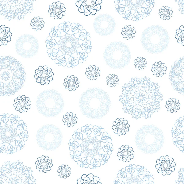 Soyut dekoratif desen. Mavi kar taneleri ve beyaz bir arka plan üzerinde daireler.