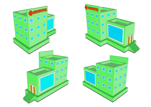 Sağlık merkezleri hastane izometrik dört seçenek göster