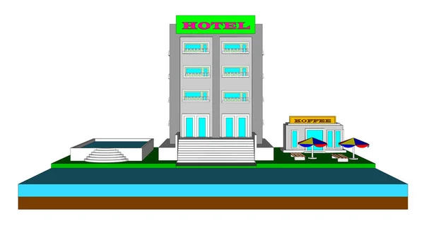 Otel tarzı düz tasarım sahil üzerinde