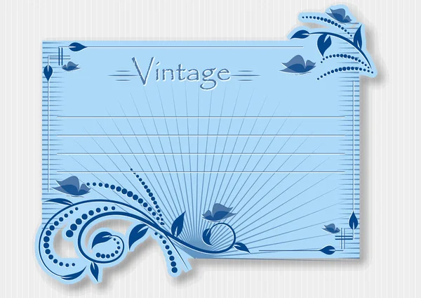 Cartão postal floral azul vintage com ornamento floral — Vetor de Stock