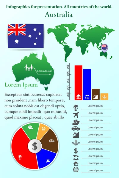 Infographics bemutató. Minden országban a világon. Ausztrália — Stock Vector