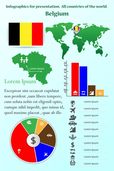 Bélgica Infografías Para Presentación Todos Los Países Del Mundo — Vector de stock