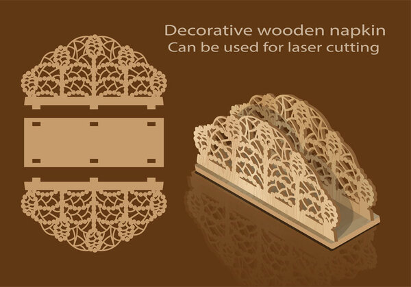 Decorative wooden napkin, can be used for laser cutting
