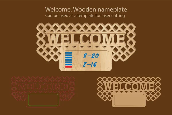 Hoş geldiniz. Ahşap tabela. Lazer kesim için şablon olarak kullanılabilir