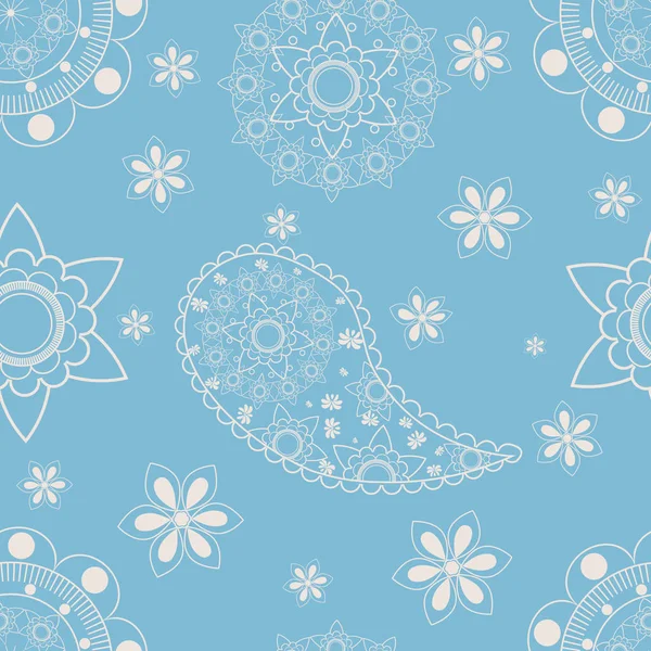 Padrão floral de fundo sem costura Uma variedade de motivos em tons bege e azul para impressão em papel e tecido. Ilustração vetorial —  Vetores de Stock