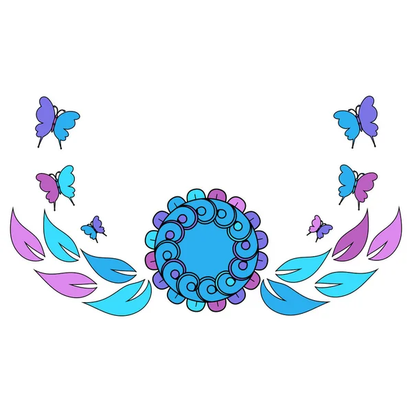 Πολύχρωμο μοτίβο των λουλουδιών σε ροζ, μοβ και μπλε χρώματα, διανυσματική απεικόνιση — Διανυσματικό Αρχείο