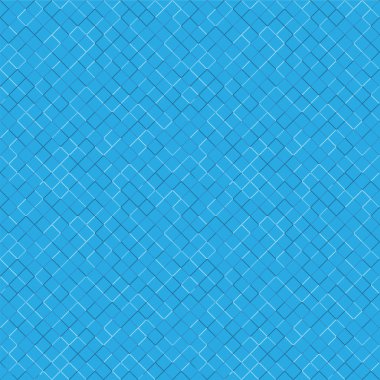 Mavi arkaplanda açık mavi ve beyaz geometrik süslemeli kusursuz desen. Vektör illüstrasyonu