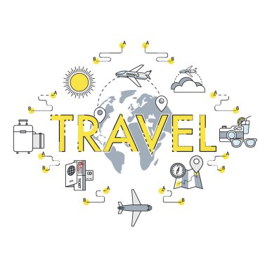 Dünya vektörünün etrafında düz ve ince bir çizgide seyahat et