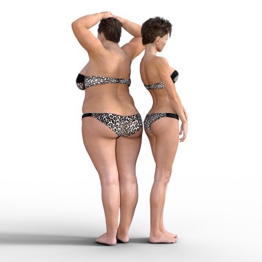 Thin versus Fat in Bikinis clipart