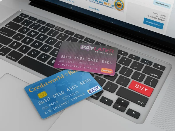 Credits Cards Ready to Buy Online — Φωτογραφία Αρχείου