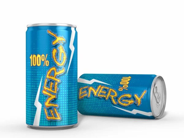 Two Energy Drinks Cans Isolated against White Background — Stock Photo, Image