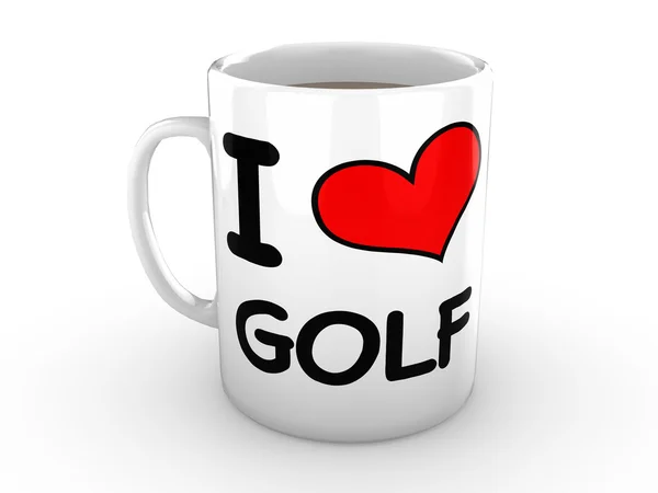 Kırmızı kalp bir beyaz kupa üzerinde Golf - sevmek