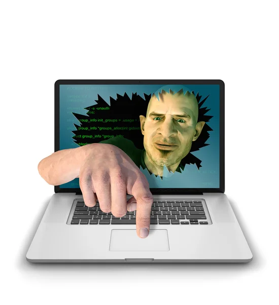 Üstünde belgili tanımlık düğme parmak trolle Internet