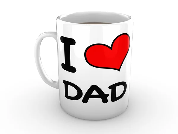 Me encanta papá - Corazón rojo en una taza blanca — Foto de Stock