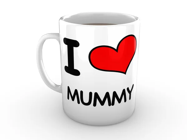 J'aime maman - Coeur rouge sur une tasse blanche — Photo