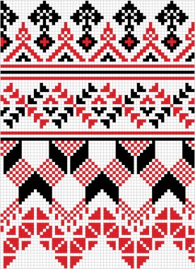 Vektör çizimi - çapraz dikiş için geleneksel Slav kalıplarına sahip pürüzsüz arkaplan