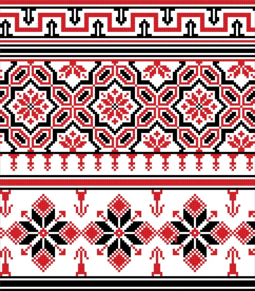 Vektorová Kresba Tradiční Opakující Slovanský Mozaikový Vzor Červené Černé Bílé — Stockový vektor
