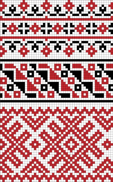 Vektorová Kresba Opakující Slovanský Mozaikový Vzor Červené Černé Bílé Barvy — Stockový vektor