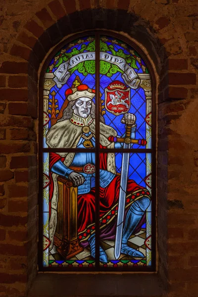 Window Stained Glass Window Depicting Vitovt Grand Duke Lithuania 1392 — 스톡 사진