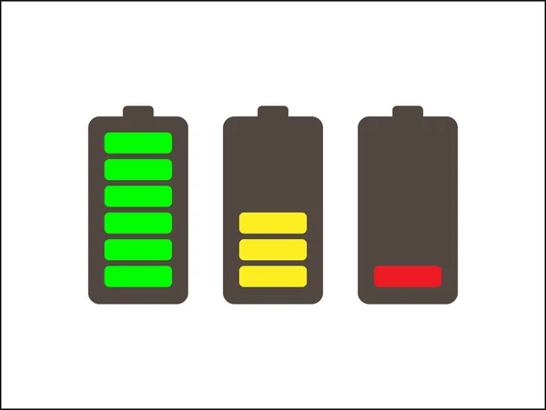 Uppsättning Batteriikoner Med Olika Laddningsnivåer — Stock vektor